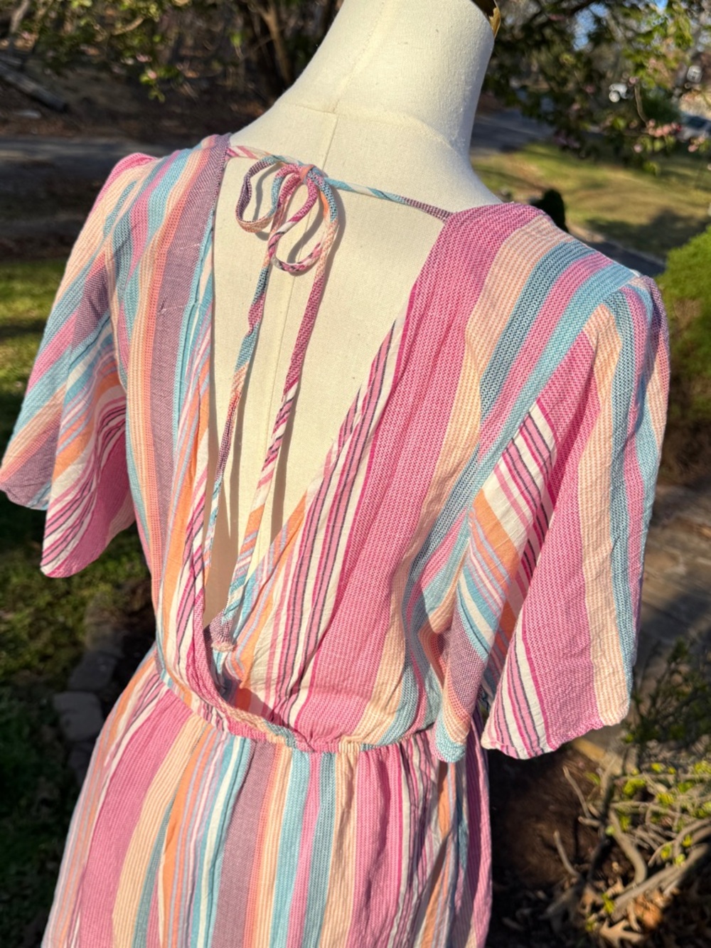 Blue Rain Pastel Stripe Colorful One-Piece Romper Spring Summer Anthropologie